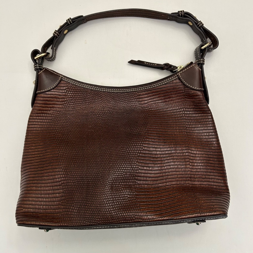 Dooney & Bourke Embossed Lizard Hobo Sholder Bag in Brown - Picture 2 of 10